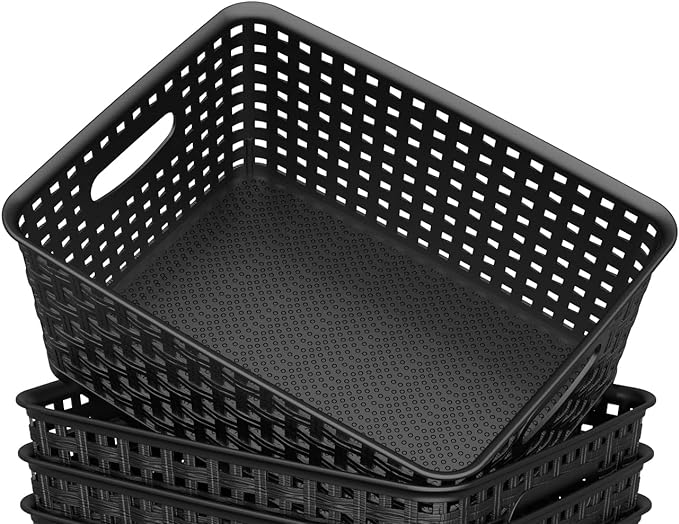 WYT 12-Pack Plastic Small Shelf Storage Weave Baskets - Image 4