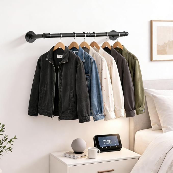 Svyrilk 2 Pack 38.4" Industrial Pipe Clothes Rack | Wall Mounted Heavy Duty - Image 4