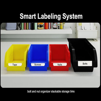 60Pcs Plastic Wall Mounted Storage Bins Parts Rack Nuts And Bolt Bins Organizer - Image 5