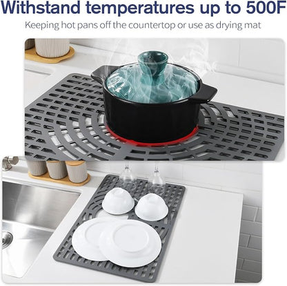 Silicone Sink Protector 19"x13" Rear Drain Hole, Heat Resistant Non-slip - Image 6