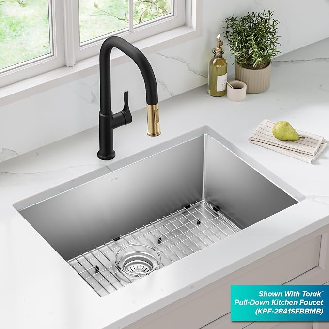 KRAUS Standart PRO 28-inch 16 Gauge Undermount Single Bowl Stainless Steel - Image 3