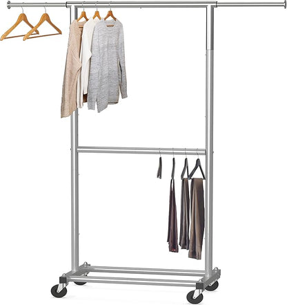 Simple Houseware Double Rod Adjustable Clothing Garment Rack by SimpleHouseware