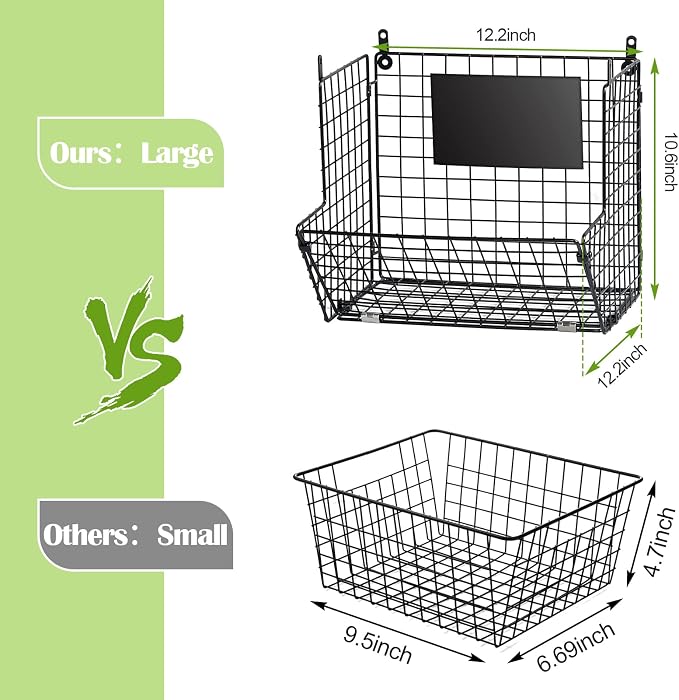 X-cosrack Metal Wire Basket Wall Mount, 3 Tier Wall Storage Basket Organizer - Image 7