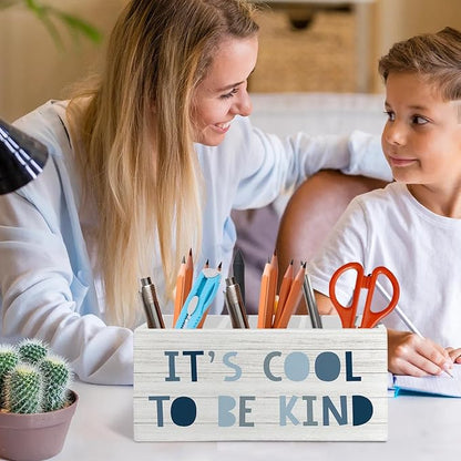 Boho Blue Pen Pencil Holder Organizer - Image 3