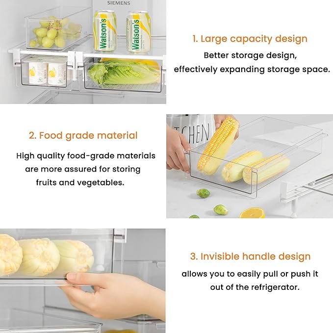 vacane Deeper Refrigerator Drawers, Adjustable Refrigerator Shelf 14-19.5 - Image 4