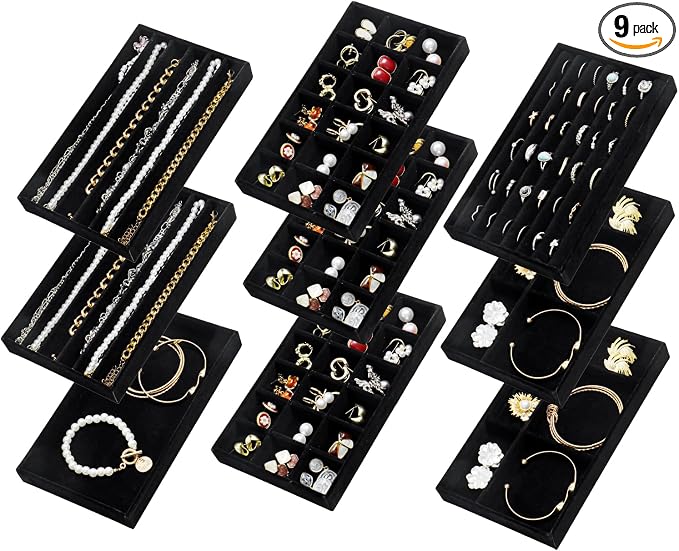 SPAKOWN Jewelry Drawer Organizer Inserts Set of 9, Jewelry Trays by SPAKOWN