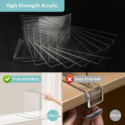 OKPOW Acrylic Shelf Dividers for Closet Organization: 12" Tall x 10" Deep - Image 3