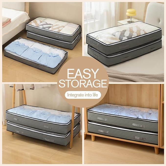 90L Under Bed Storage Containers, Closet Organizers and Storage Bins, Foldable - Image 4