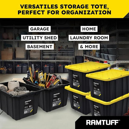 Ramtuff STRONG BOX Black & Yellow, 27-Gallon Heavy Duty Tough Storage Container - Image 3