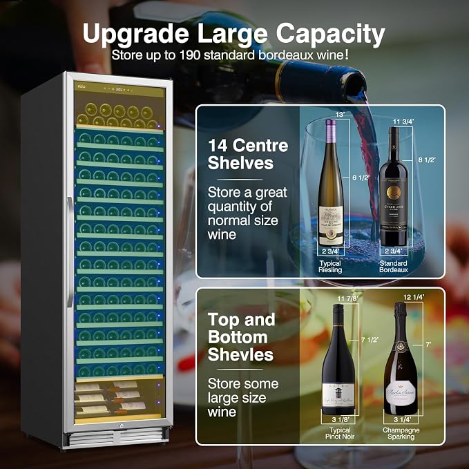 Upgraded 190 Bottles Wine Cooler Refrigerator, 24 Inch Wide Wine Fridge - Image 4