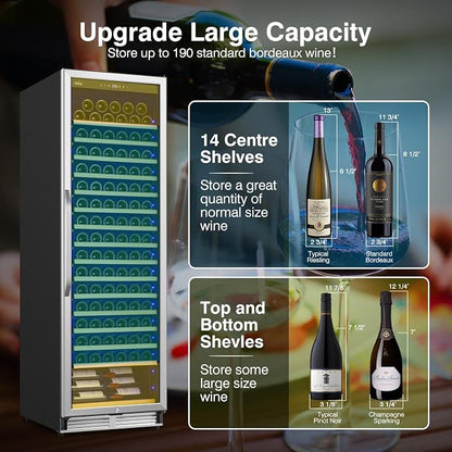 Upgraded 190 Bottles Wine Cooler Refrigerator, 24 Inch Wide Wine Fridge - Image 4