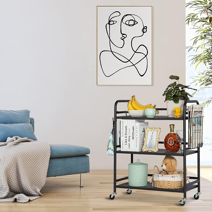 HDANI 3 Tier Metal Mesh Utility Cart, Large Capacity Multipurpose Heavy Vehicle - Image 4