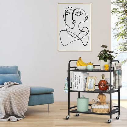HDANI 3 Tier Metal Mesh Utility Cart, Large Capacity Multipurpose Heavy Vehicle - Image 4