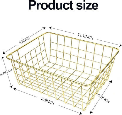 4 Pack Gold Wire Baskets for Organizing, Wire Storage Basket Metal Storage - Image 2