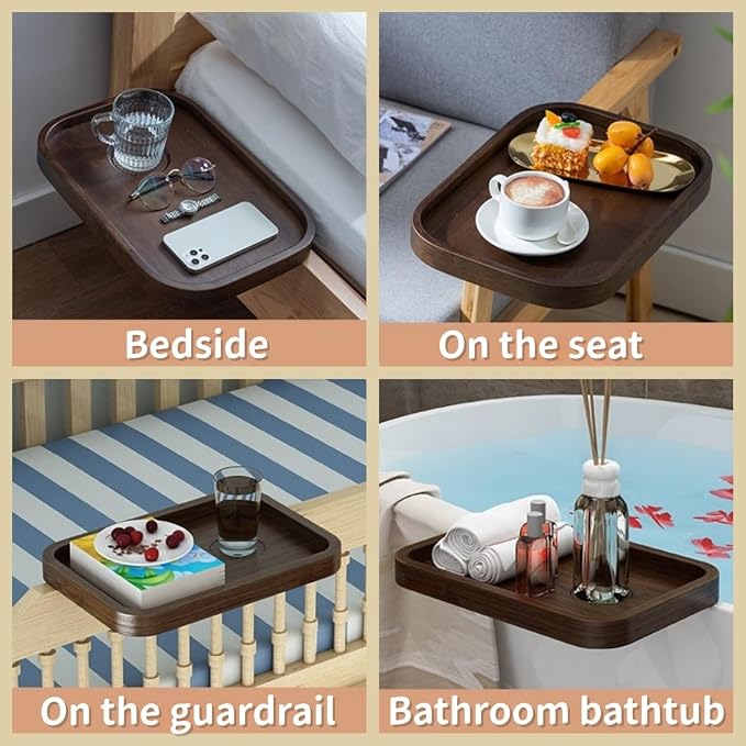 Bedside Caddy, Clip-on Wooden Bedside Shelf - Image 7