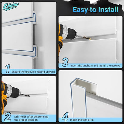 Ezlaino Slatwall Panel 4FT x 4FT, PVC Slat Wall Storage System, Waterproof - Image 6