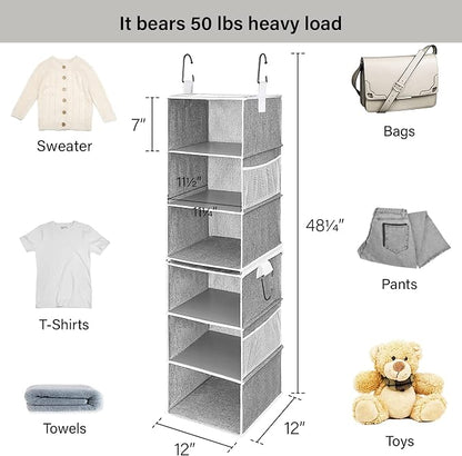 StorageWorks 6-Shelf Closet Organizers, Two 3-Shelf Separable Hanging Shelves - Image 3