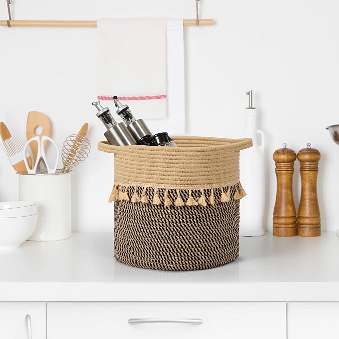 danpinera Pack of 3 Storage Baskets, Cotton Rope Basket - Image 9