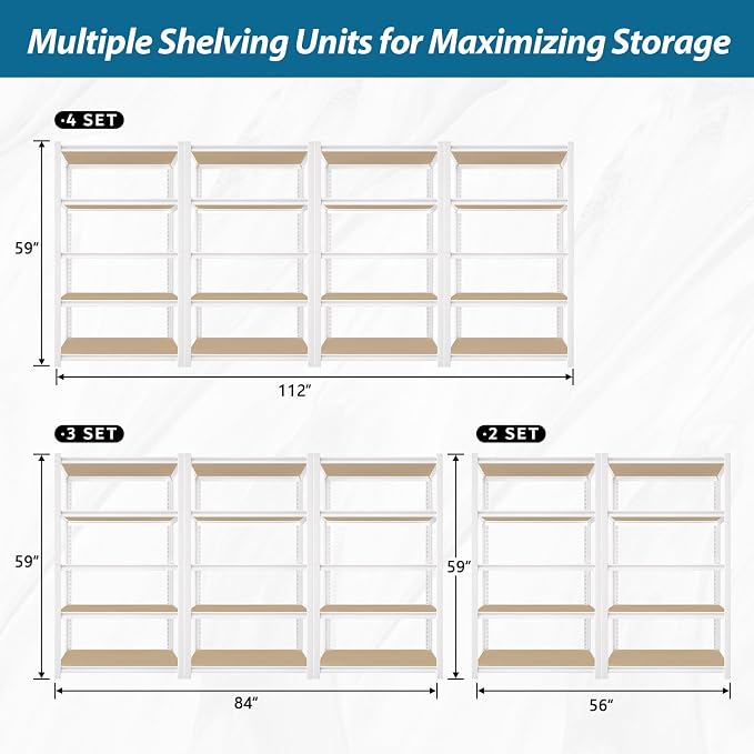 PrimeZone 28" W x 12" D x 59" H Closet Storage Shelves - Image 8