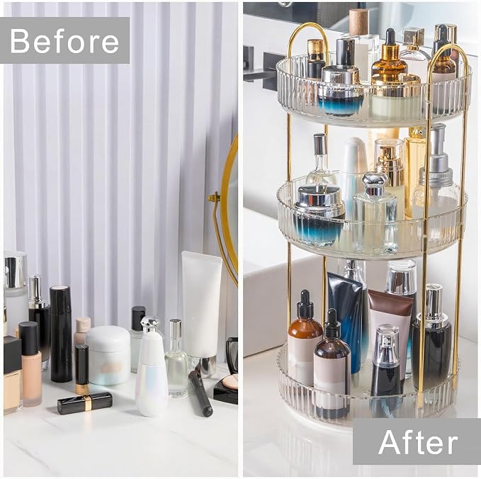 360° Rotating Makeup Organizer, Bathroom Make Up Spinning Holder Rack, Large - Image 4
