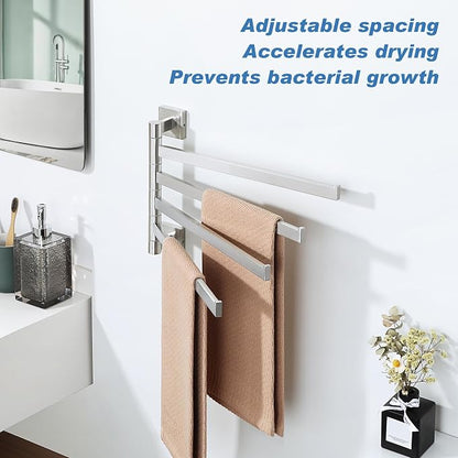 Alise 4 Arm Swivel Towel Rack, Swivel Towel Bar Brushed Nickel, 13.58 Inch | - Image 2