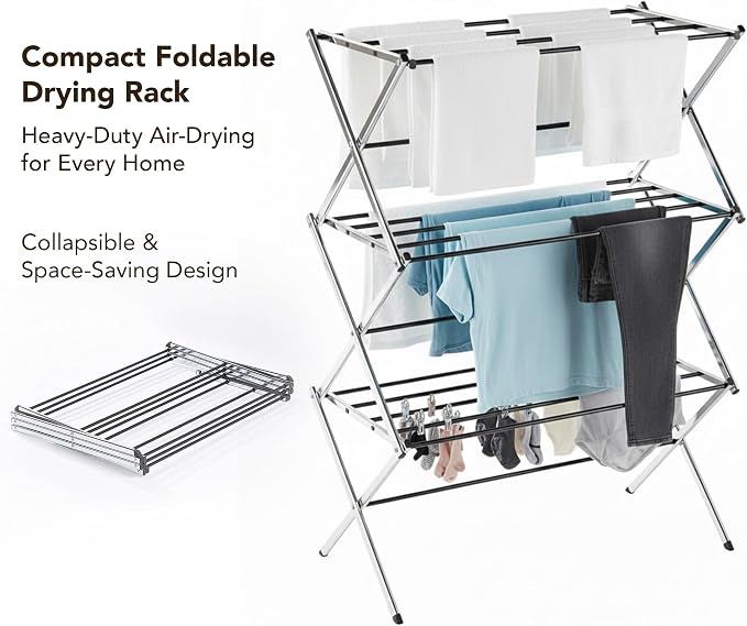 Displays By Jack Portable Collapsible Clothing Dryer Rack, Foldable Drying Rack - Image 3