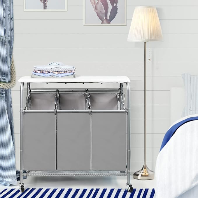 3 Bags Laundry Sorter Cart, Heavy Duty Rolling Laundry Hamper Sorter - Image 3