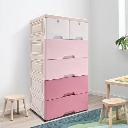 6-Drawer Plastic Dresser Organizer Lockable Storage Cabinet | Hold up to 66.13 - Image 6