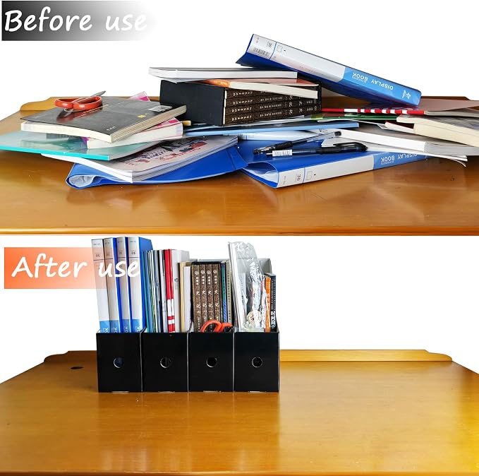 Limitliho 24 Pack Black Cardboard Magazine File Holder - Image 5