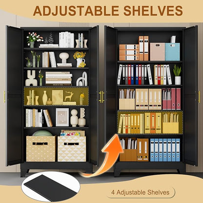 75" Black Tall Metal Storage Cabinet - Image 5
