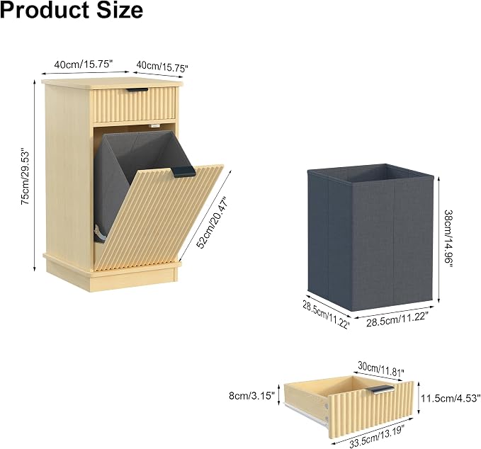 Natural Tilt Out Laundry Hamper Cabinet Hidden Laundry Hamper Cabinet - Image 2