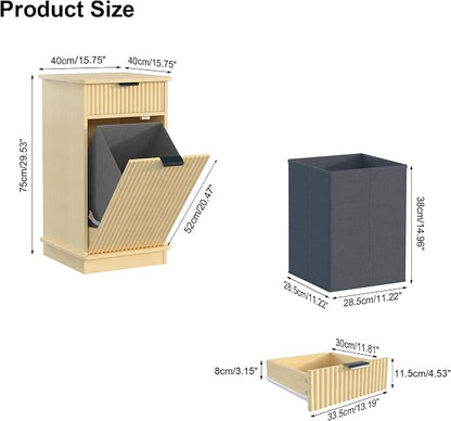 Natural Tilt Out Laundry Hamper Cabinet Hidden Laundry Hamper Cabinet - Image 2