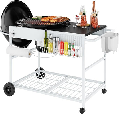 Shintenchi Grill Table for Weber 22" & 18" Original Kettle, Outdor Grill Cart by Shintenchi