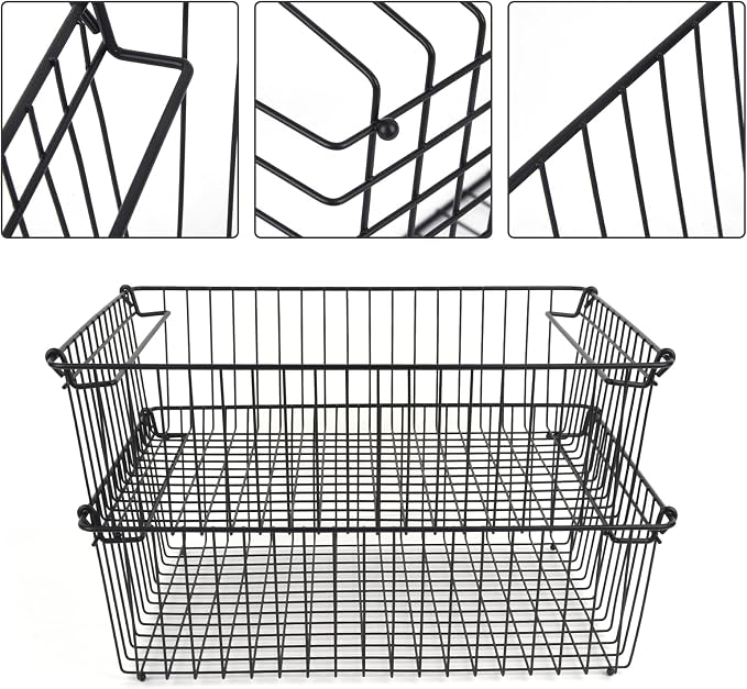 Set of 2 Stackable XXL Wire Baskets - Image 4
