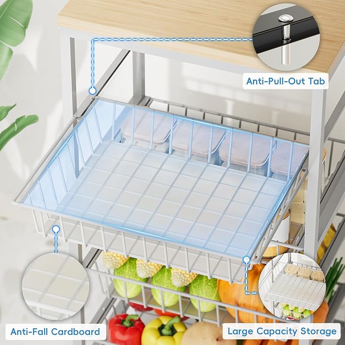 Snack Cart, 5-Tier Kitchen Carts on Wheels - Image 5
