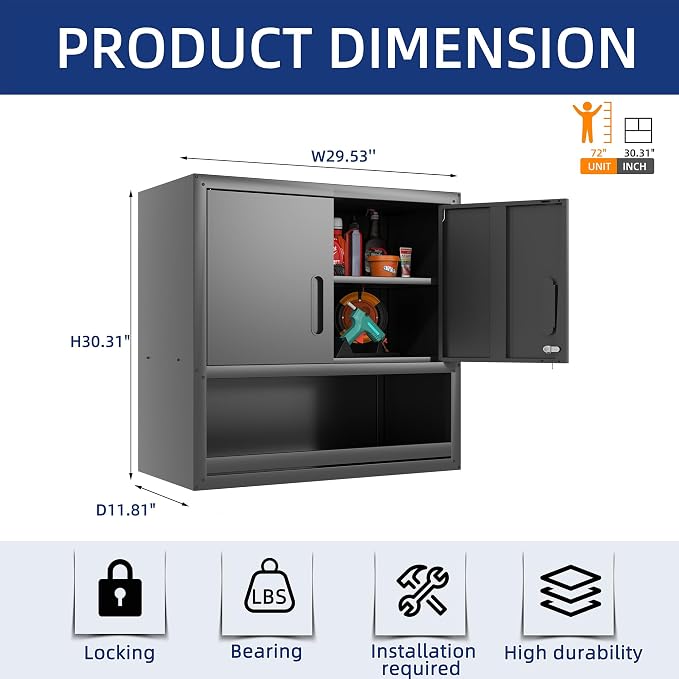 Metal Wall Cabinet, Garage Wall Cabinet - Image 3