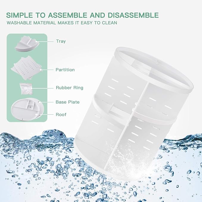 360 Rotating Makeup Organizer, DIY Adjustable Spinning Holder, Foldable - Image 4