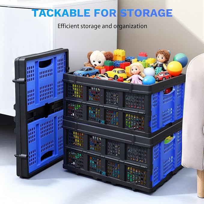 PMMJ 55L Collapsible Crate for Storage, 22”L x 15.8”W x 10.2”H, Heavy Duty PP - Image 3