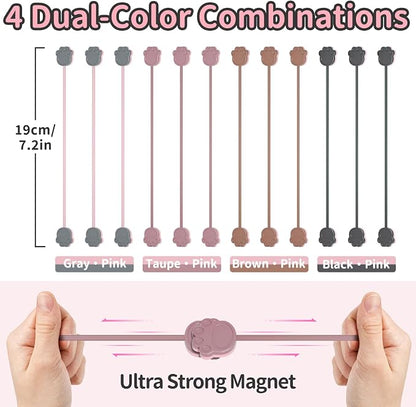 SOOOEC Cute Cat Paw Magnetic Cable Ties – 24 Pack, Reusable Silicone Cord - Image 6