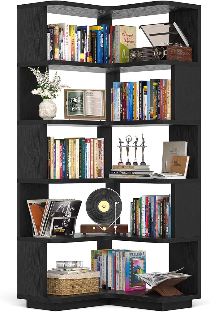 Armocity Corner Book Shelf, 6-Shelf L Shaped Corner Bookshelf by Armocity
