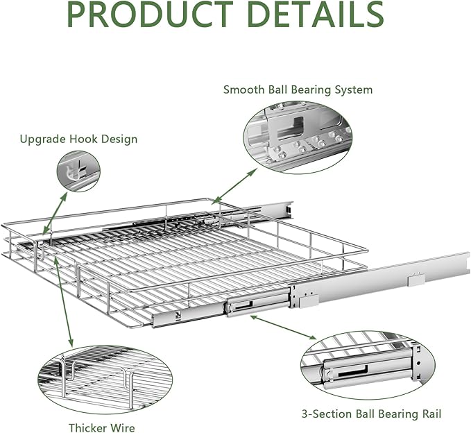 Pull Out Cabinet Organizer 28½" W x 21½" D, Heavy Duty Cabinet Pull Out Shelves - Image 7