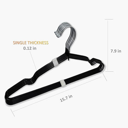 Stainless Steel Rubber Hangers 12-Pack, Heavy Duty Non-Slip Ultrathin Black | - Image 2