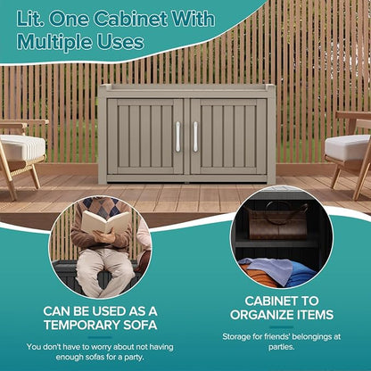 ROJIK Shoe Cabinet Storage Bench Indoor Outdoor, Waterproof UV-Resistant Resin - Image 5
