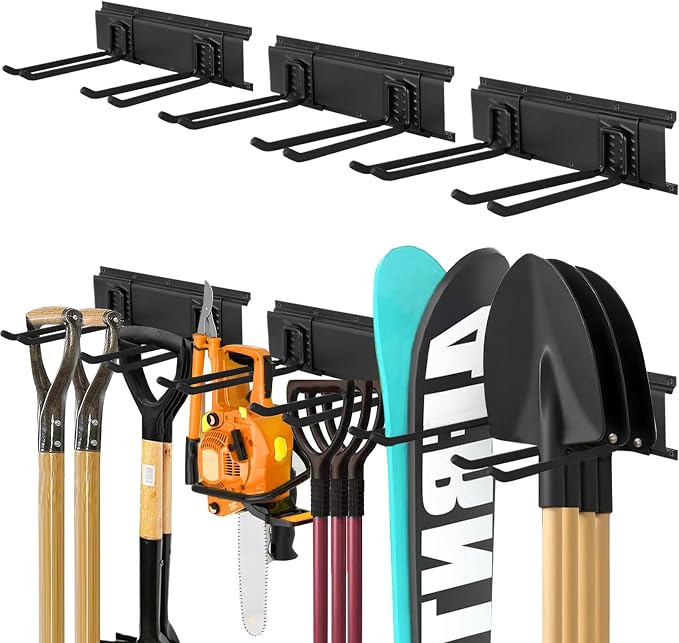Garage Tool Organizer Wall Mount 48in- 6 Heavy Duty Hooks, 360lbs Capacity by Zmiky