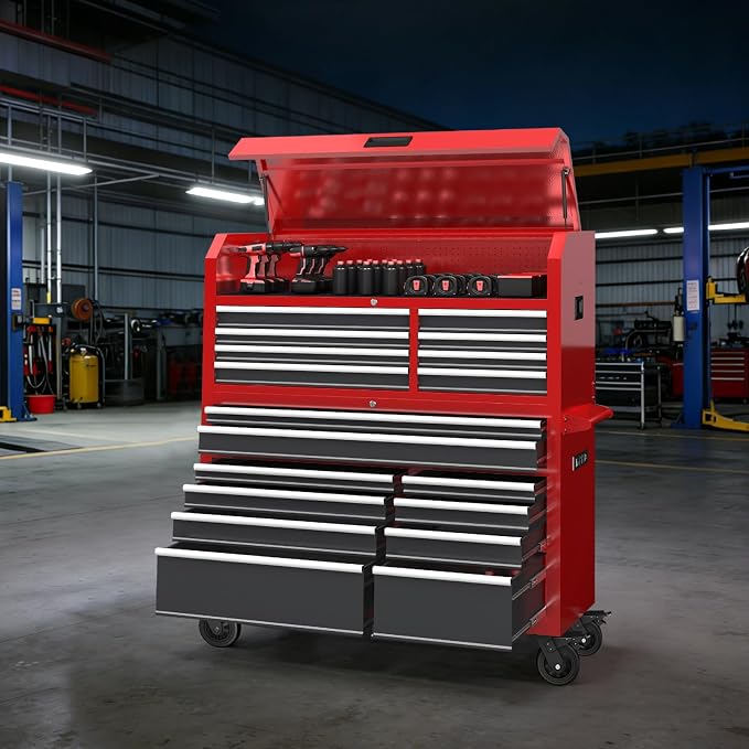 LARBANKE 60'' Rolling Tool Chest Combo, 18-Drawer Heavy Duty Steel Tool Cabinet - Image 2
