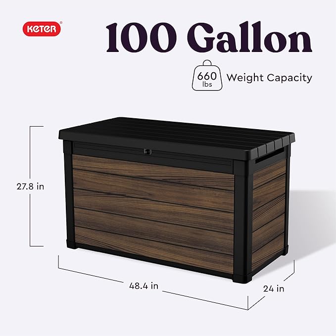 Keter Signature Collection 100 Gallon Resin Deck Box Organization and Storage - Image 2