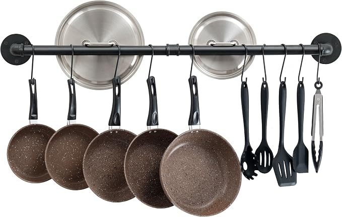 OROPY 38 inch Pot Bar Rack Wall Mounted Detachable Pans Hanging Rail Kitchen by OROPY