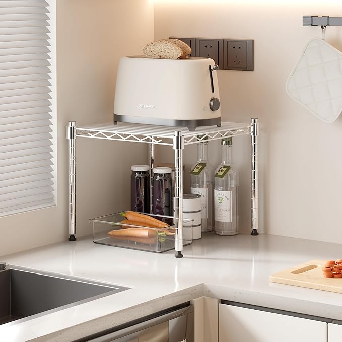 Whitmor 1 Tier Supreme Stacking Shelving Unit, Wire Metal Home Storage Organizer - Image 2