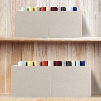 Fabric Storage Bin 3 Pack Foldable Cotton Linen Storage Basket - Image 6
