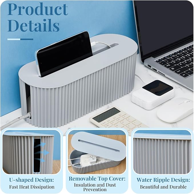 Marsui 2 Pcs Gray Cable Management Organizer Box - Image 4